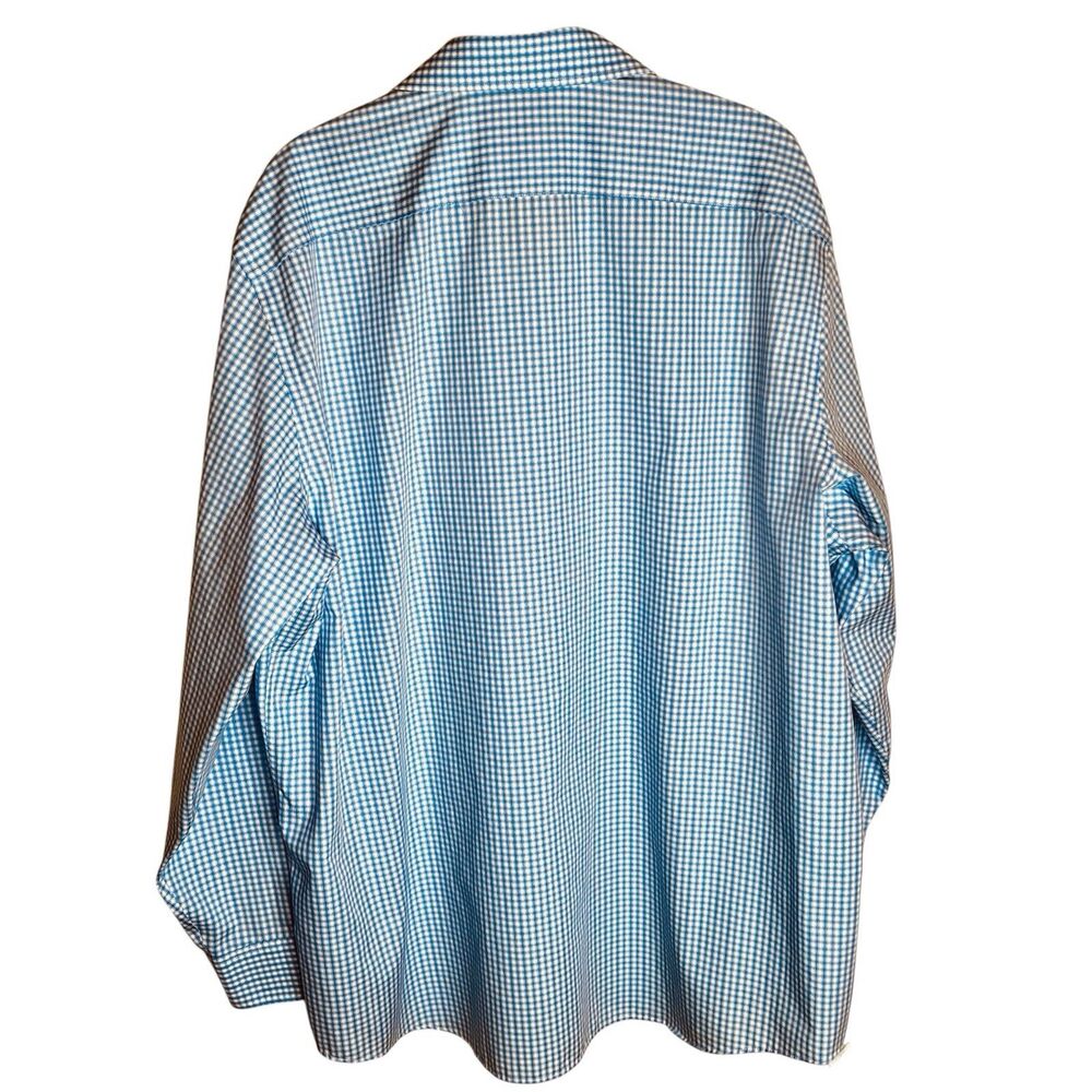 Michael Michael Kors Mens Button Down Shirt 17.5 34/35 Blue/W Plaid Long Sleeves - Picture 4 of 6